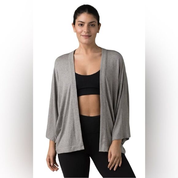 Prana Foundation Seabrook Burgundy Wrap Cardigan Kimono sz M Yoga Granola Girl - Picture 6 of 10